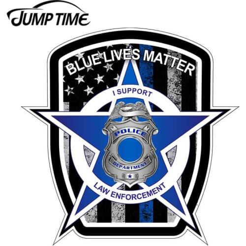 JumpTime 13cm x 13cm For Blue Lives Matter Police American Flag Car Truck Window Decal Vinyl Sticker Waterproof Car Accessories
