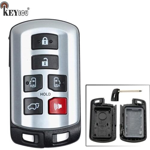 KEYECU for Toyota Sienna 2011-2020 Replacement Smart Remote Car Key Shell Case Fob 6 Button With Uncut Blade FCC ID: HYQ14ADR