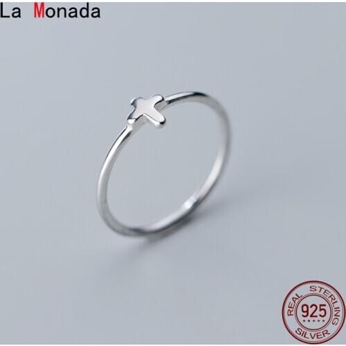 La Monada Christian Cross Finger Women Ring 925 Sterling Silver Minimalist Rings For Women 925 Silver Fine Jewerly Rings Woman