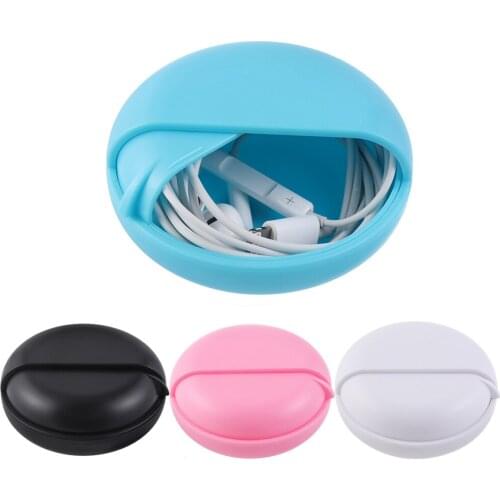 Round Shaped ABS Earphone Case Rotating Storage Jewelry Protective Wire Cable Organizer Boxes Carry Pouch Headphone Accessories