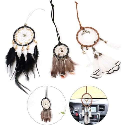 Dream Catcher Feather Lace Hollow Wind Chimes Delicate Mini Car Home Charm