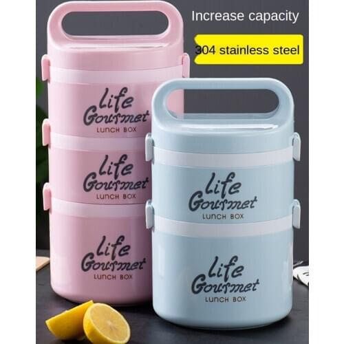 Multi-layer heat preservation lunch box 304 stainless steel heat preservation bucket student office worker portable