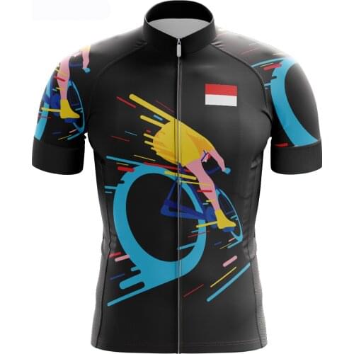 2021 Fashionable Mens Love Cycling Bike Jersey for Indonesia City Silhouette Bicycle Clothing Round Neck