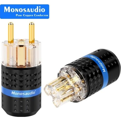 Monosaudio E103G/F103G Red Copper EU Power Plug Hi-end EUR Power Cable Connector Schuko Power Plug Hifi Connectors