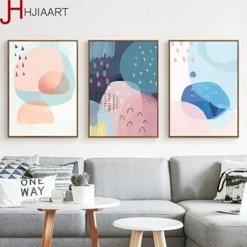 Cartoon Geometry Color Blocks Abstract Wall Art Canvas Posters and Prints Painting Modern Picture Kids Bedroom Decor