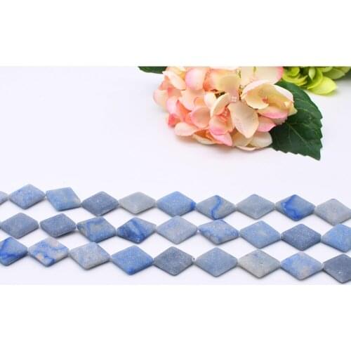 Natural Blue Aventurine diamond shape- Loose Round Beads 20x30mm , Matt Surface