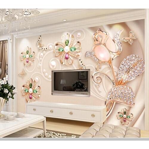Papel de parede Modern jewelry gem background flower 3d wallpaper mural,living room tv bedroom kitchen wall papers home decor