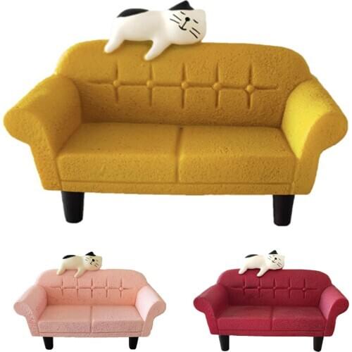 Solid Color Mini Chair Cartoon Cat Dollhouse Doll Desk Decor Miniature Ornament House Accessories Dollhouse Furniture Toys