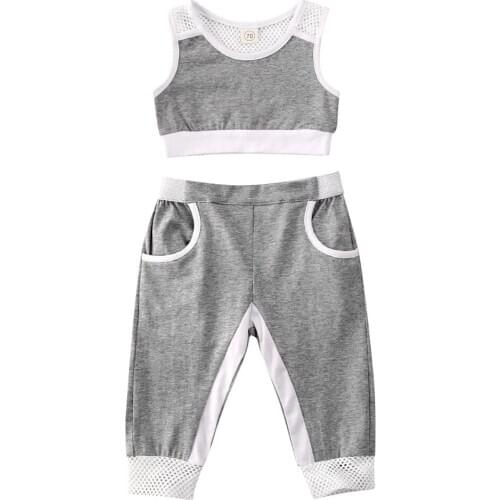 Pudcoco Casual Baby Clothes Toddler Kids Baby Gilrl Sports Outfits Vest Crop Top Pants Tracksuit Cotton Clothes Set