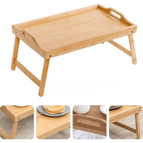 Simple Foldable Bamboo Desk Bed Laptop Stand Table Breakfast Serving Tray