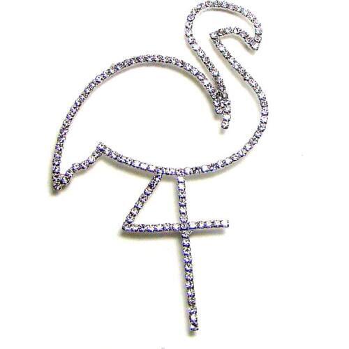 Clear rhinestone flamingo charm pin brooch fashion ornament jewelry mobile phone glue on sewing on DIY decorative accessory