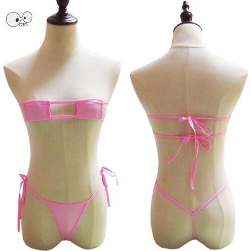 See Through Micro Mini Bikini Set 2020 New Sexy Women Erotic Transparent Swimwear Bathing Suit Tiny G-String Thong Beachwear