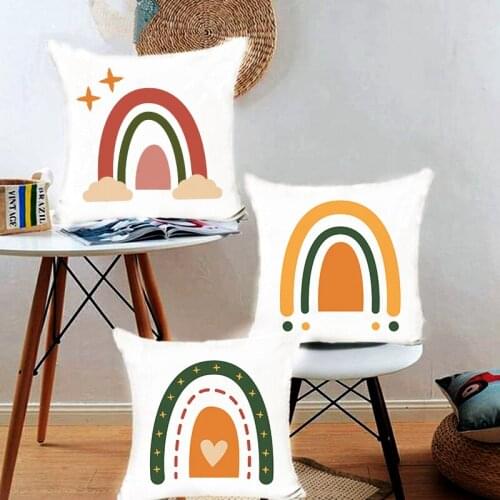 Rainbow Printing Pillowcase Decorative Sofa Throw Cushion Cover Bed Pillow Case Decor Living Room Bedroom Simple Cojines 45*45cm