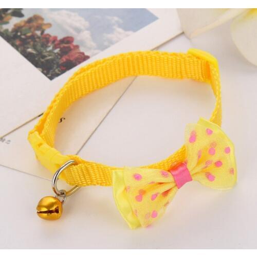 Bow Tie Adjustable Kitten Necktie Collar Bowknot Dot With Bell Cat Small Pet Puppy