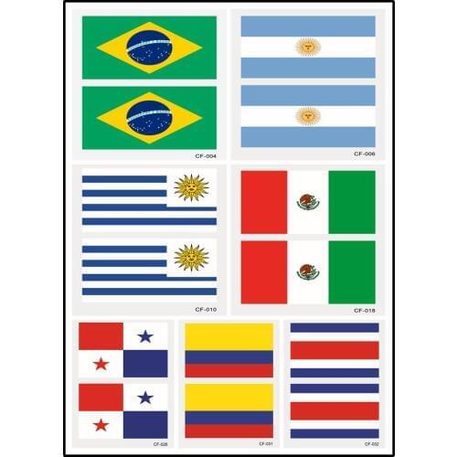 Rocooart 2019 Sports Taty For Football Fans Africa North SouthAmerica Flags Waterproof Temporary Tattoo Sticker Men Tatuagem