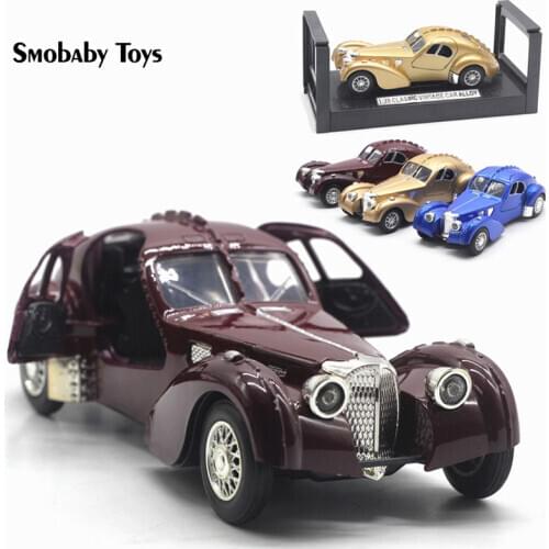 1:28 real alloy luxury car model alloy bugatti 57SC classic car toy sound light collection car model retro art home boy gift