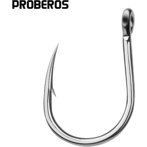 PROBEROS Saltwater Fishing Hooks 20pc Jigging Hooks 1/0#-13/0# Stainless Steel Fishhooks Single Jig Hooks Pesca Tackle