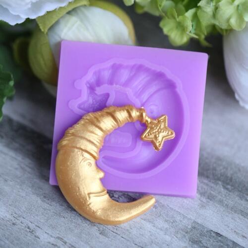 Christmas Moon Silicone Mold Fondant Mould Cake Decorating Tools Chocolate Gumpaste Mold, Sugarcraft, Kitchen Accessories
