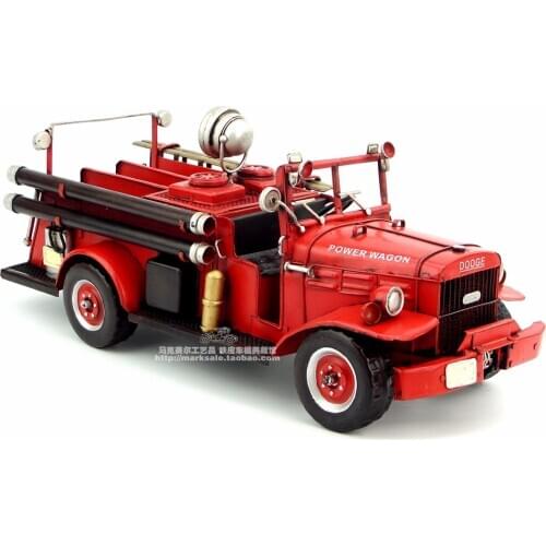 Antique classical fire truck model retro vintage wrought handmade metal crafts for home/pub/cafe decoration or gift