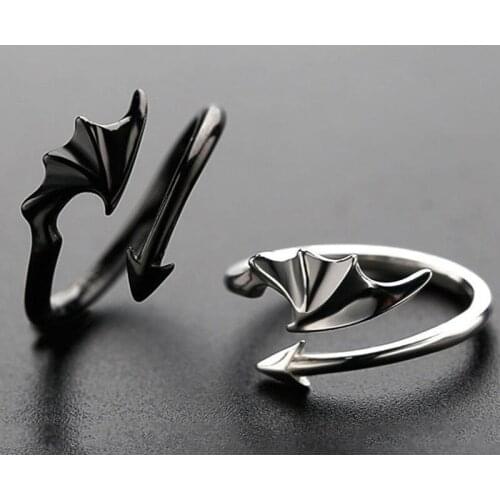 Punk Style Titanium Brass Koakuma Little Devil Dragon Gothic Evil Vampire Rings Open Ring Party Jewelry Accessories