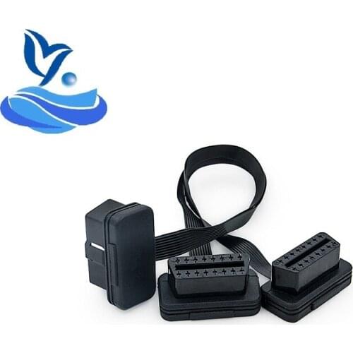 Flat+Thin OBDII Extension Cable 16PIN Male to Female 30CM Dual Connector Y Splitter OBD OBD2 Connection as Noodle ELM327