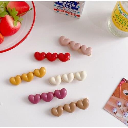 2pcs Candy Heart Hair Pin Hairclips Lovely Side Band Clips Hairpin Barrettes for Women Ladies Headwear Hair Accessories
