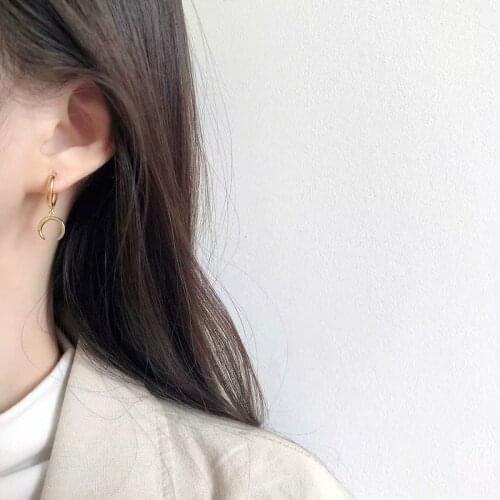 New 925 Sterling Silver Earring Fashion Moon Pendant Ear Ring Ear Bone Short Drop Earring Cute Wild Trend Girl Silver Ear Jewelr