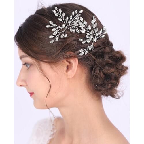 Classic Silver Rose Gold Hair PIns Shiny Crystal Wedding Bridal Hair Accessories Decorative Hair Clips for Graceful Women