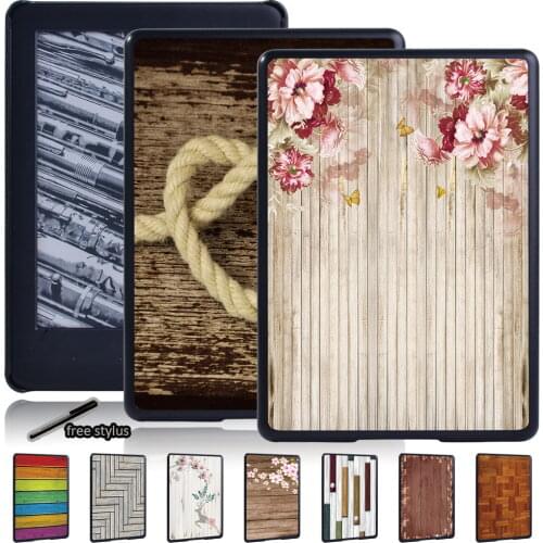 Tablet Hard Shell for Amazon Kindle EReader Paperwhite 1 2 3 4/Kindle (10th/8th Gen) Drop Resistance Wood Pattern Back Case +pen
