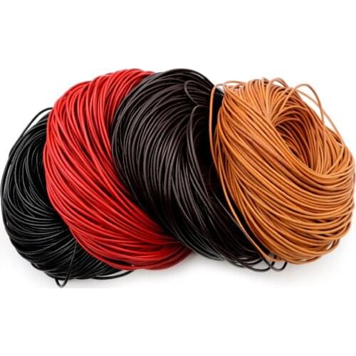2-5m/lot 1.0/1.5/2/2.5/3/4/5mm 3 Color Genuine Cow Leather Round Thong Cord DIY Bracelet Findings Rope String For Jewelry Making