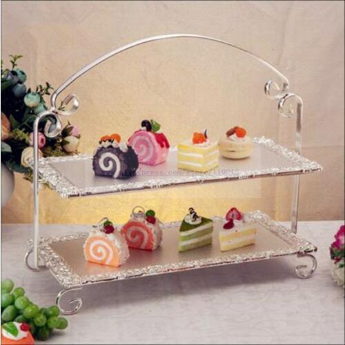 1 PCS European two-tier pastry dessert wedding multi-layer cake stand afternoon tea snack tray baking paper cup cake rack
