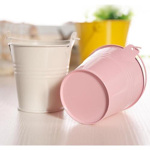 1pcs Potted Candy Craft Ornaments Small Iron Barrel Tinplate Mini Bucket 6* 4*5.5cm Hot Sale