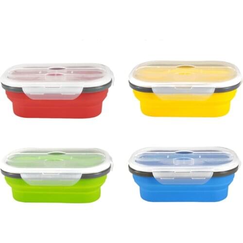 1 Pcs Lunch Box Silicone Bowl Folding Foldable Portable Food Storage Container Eco-Friendly For Kid School Kitchen Home Cocina