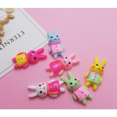 100Pcs/Lot Resin Cartoon Rabbit Decoration Crafts Flatback Cabochon Embellishments For Scrapbooking Kawaii Cute Diy Accessories
