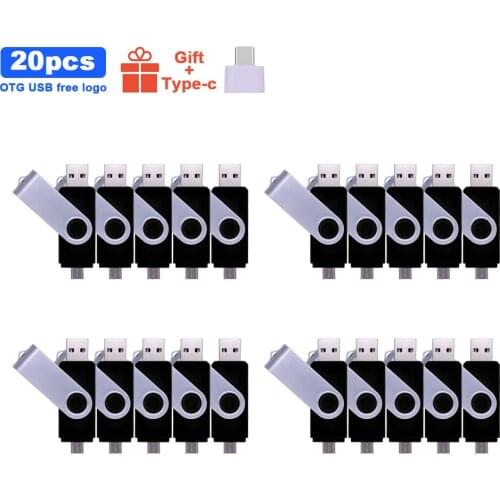 20pcs/lot Full Capacity Usb2.0 OTG USB Flash Drive for SmartPhone/Tablet/PC 4GB 8GB 16GB 32GB 64GB Pendrive High Speed Free Logo