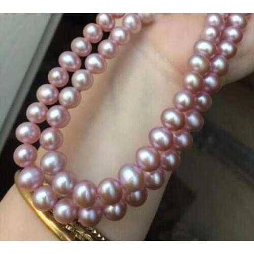 35 inch AAA 9-10 mm PURPLE south sea pearl necklace 14K yellow gold CLASP