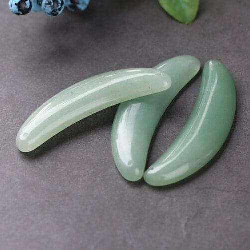 61*16mm Natural Gem Stone Jad e Green Crescent Shaped Pendant Beads 3D Carven Charms For Bracelets Necklace DIY Jewelry Making