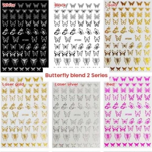 8Sheet/Lot Butterfly Nail Stickers 3D Laser Holographic Colorful Adhesive Sliders DIY Decorations Design Nail Art Patch Manicure