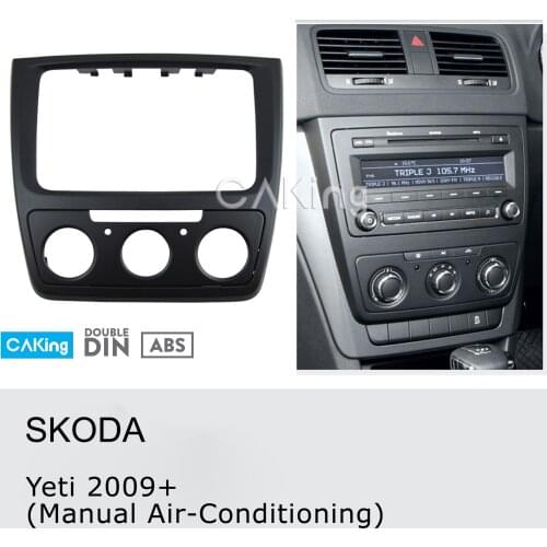 Car Fascia Radio Panel for SKODA Yeti (Manual Air-conditioning) 2009+ Dash Kit Install Facia Plate Cover Console Bezel Adapter