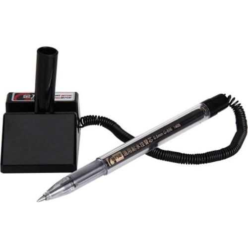 Balck 0.5mm Desk Mounted Pen Table Gel Pen Bank Front Finance Counter Stationery Office School Supplies Writing Gift