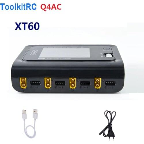 Toolkit RC M4Q 4x50W four Channel balanced Charger Ac/Dc 1-4s IPS Screen Roller Encoder XT60 Xt30 Optional
