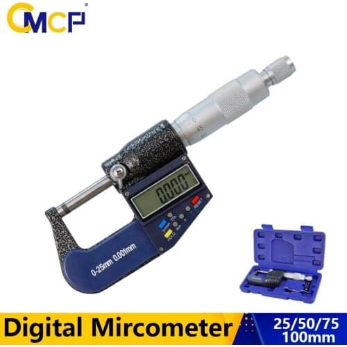 CMCP Digital Mircometer 0-25/50/75/100mm Accuracy 0.001mm Digital Caliper for Out Diameter Measuring Tool Outside Mircometer
