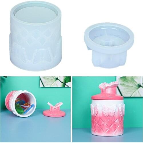 DIY Crystal Silicone Mold Butterfly Collection Storage Box Cup With Lip Set Handmade Mirror Silicone Mould For Resin