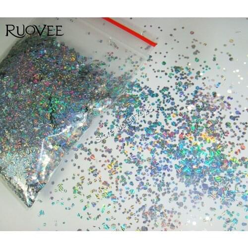 EH-3100M Strip Holograph Silver Mix Hexagon Flake Spangle Shape nail glitter for Gel polish acrylic and Makeup decoration