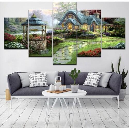 Central Park in the Fall Landscape 5 Piece Wallpapers Art Canvas Print modern Poster Modular art painting for Living Room Decor