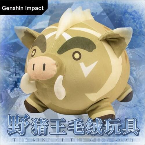 Lovely Game Genshin Impact Plush Doll Cartoon Wild Boar Throw Pillow Siesta Cushion Ornament Cosplay Birthday Gift 26x48cm