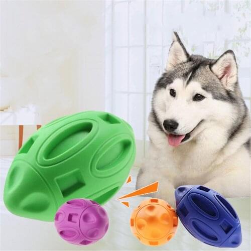 Interactive Dog Toy Rubber Trapezoidal Rugby Sound Puppy Molar Stick Pet Elasticity Outdoor Training Ball Dogs Tooth Clean Ball
