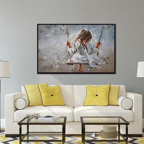 Canvas Painting Girl Swinging Wall Art Posters and Prints Wall Pictures for Living Room Decoration Canvas Painting Home Decor