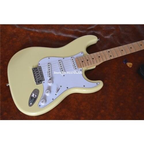 Inheriting classic cream yellow signature electric guitar fan-shaped groove neck free shipping