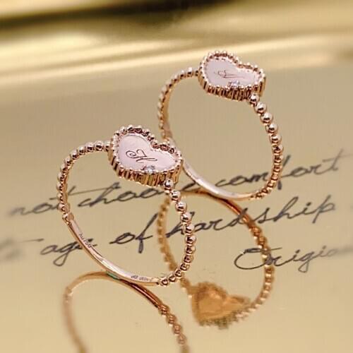 AINUOSHI 18K Gold 0.005ct Round Cut Real Natural Diamond Engagement for Heart-shaped Ring Jewelry Gift(Can Be Engrave)